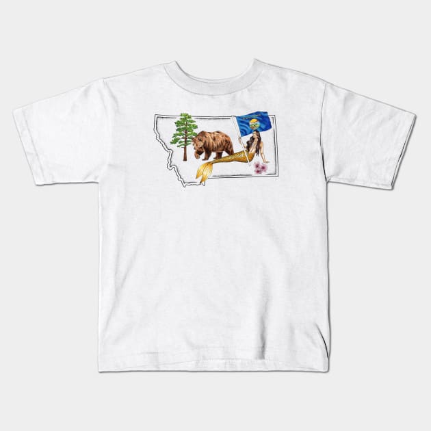 Montana Mermaid Kids T-Shirt by Elizabeth Weglein Art